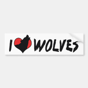 I Love Heart Wolves - Wolf Lover Bumper Sticker