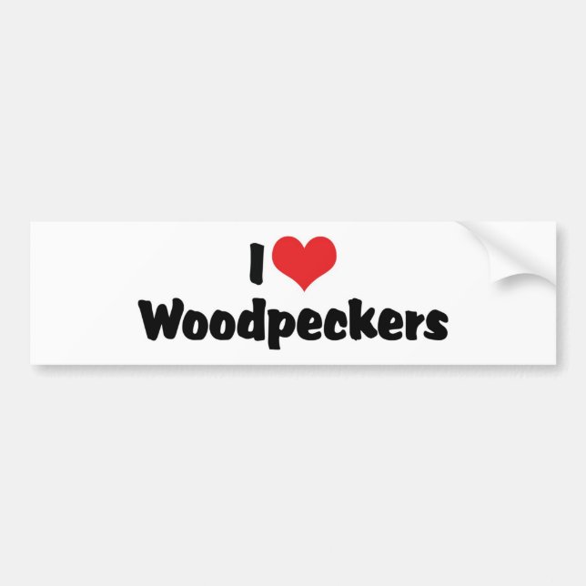 I Love Heart Woodpeckers - Bird Lover Bumper Sticker (Front)