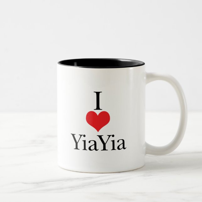 I Love (Heart) YiaYia Two-Tone Coffee Mug (Right)