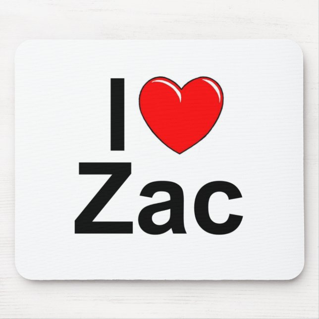 I Love (Heart) Zac Mouse Mat (Front)