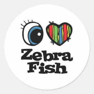 I Love (Heart) Zebrafish Classic Round Sticker