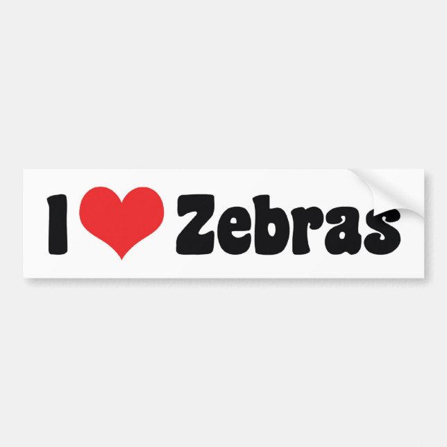 I Love Heart Zebras - Zebra Lover Bumper Sticker (Front)