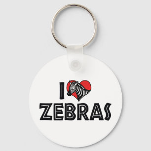 I Love Heart Zebras - Zebra Lover Key Ring