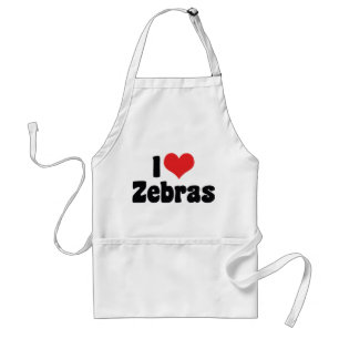 I Love Heart Zebras - Zebra Lover Standard Apron