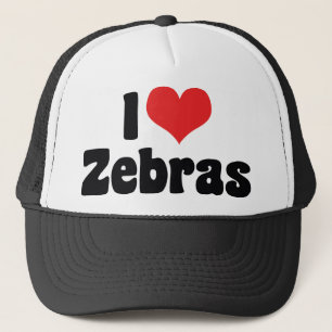 I Love Heart Zebras - Zebra Lover Trucker Hat