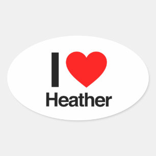i love heather oval sticker