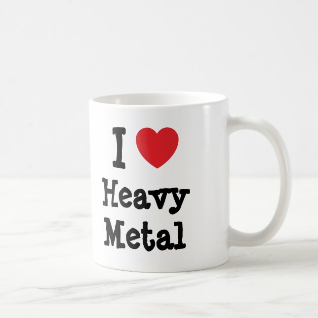 I love Heavy Metal heart custom personalised Coffee Mug (Right)
