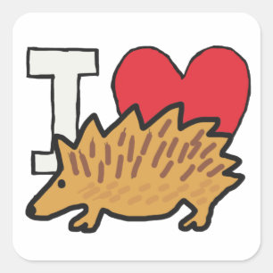 I Love Hedgehogs Square Sticker