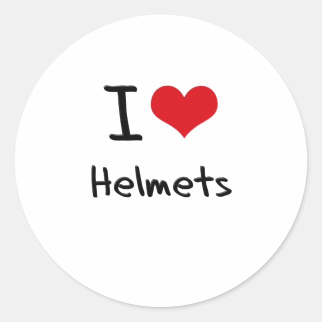 I Love Helmets Classic Round Sticker (Front)