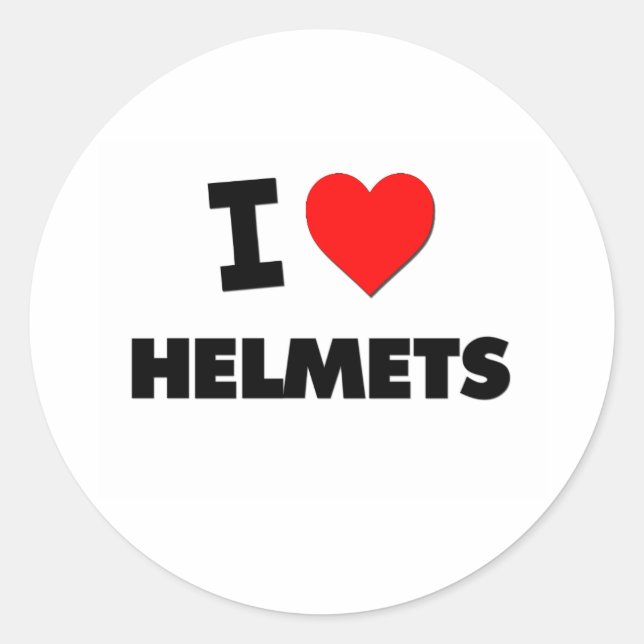 I Love Helmets Classic Round Sticker (Front)