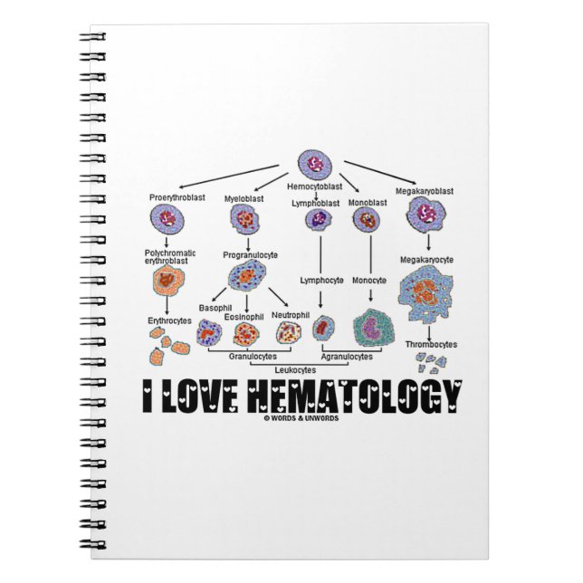 I Love Hematology (Blood Cell Lineage) Notebook (Front)