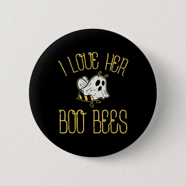 I Love Her Boo Bees Couples Halloween Adult Costum 6 Cm Round Badge (Front)