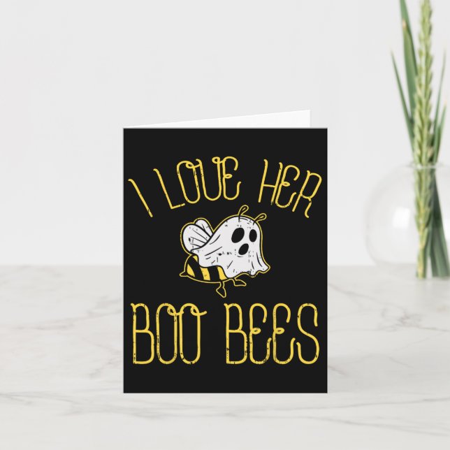 I Love Her Boo Bees Couples Halloween Adult Costum Card (Front)