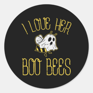 I Love Her Boo Bees Couples Halloween Adult Costum Classic Round Sticker