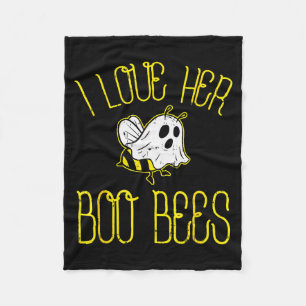 I Love Her Boo Bees Couples Halloween Adult Costum Fleece Blanket