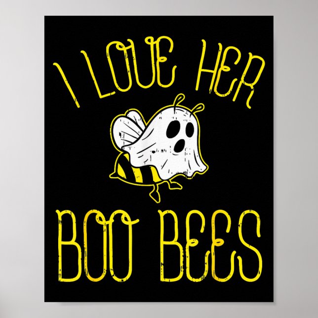 I Love Her Boo Bees Couples Halloween Adult Costum Poster (Front)
