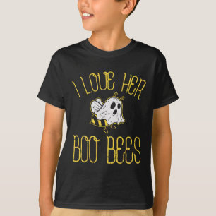 I Love Her Boo Bees Couples Halloween Adult Costum T-Shirt