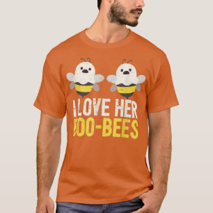 I Love Her Boo Bees Couples Halloween Funny Couple T-Shirt