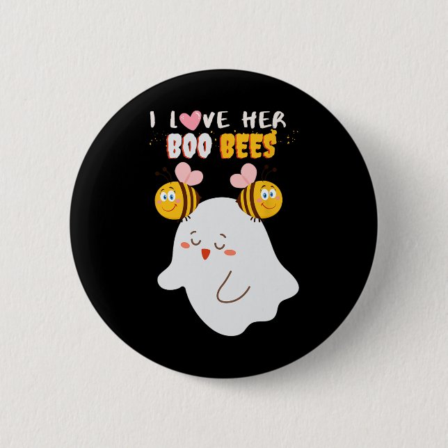 I Love Her Boo Bees Funny Halloween Couple Husnd B 6 Cm Round Badge (Front)
