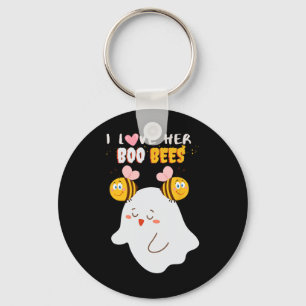 I Love Her Boo Bees Funny Halloween Couple Husnd B Key Ring