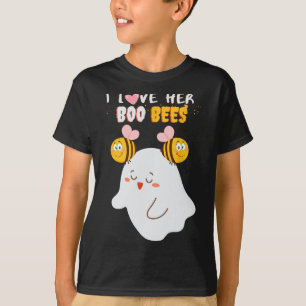 I Love Her Boo Bees Funny Halloween Couple Husnd B T-Shirt
