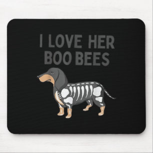 I Love Her Boo Bees Funny Halloween Dachshund Ween Mouse Mat