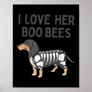 I Love Her Boo Bees Funny Halloween Dachshund Ween Poster