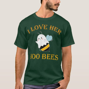 I Love Her Boo Bees Halloween Adult Couple Costume T-Shirt