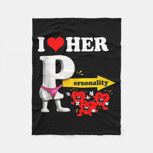 I Love Her Ity Funny Valentine's Day Couple Matchi Fleece Blanket (Front)