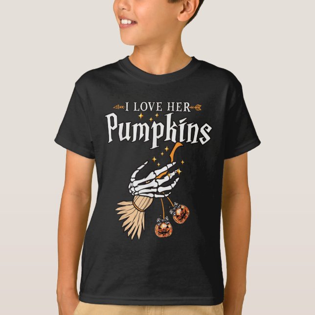 I Love Her Pumpkins She Likes My Broomstick Hallow T-Shirt (Front)