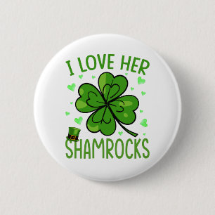 I Love Her Shamrocks St Patrick's Day 6 Cm Round Badge