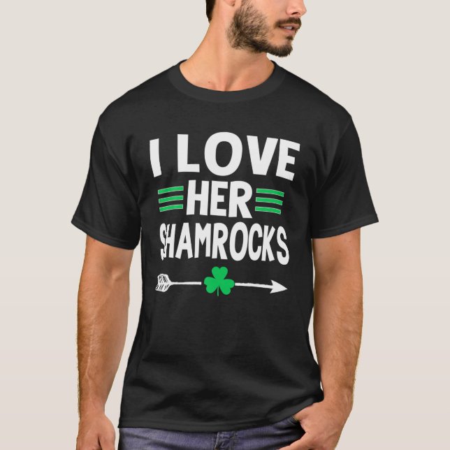 I Love Her Shamrocks St Patricks Day Couples Irish T-Shirt (Front)