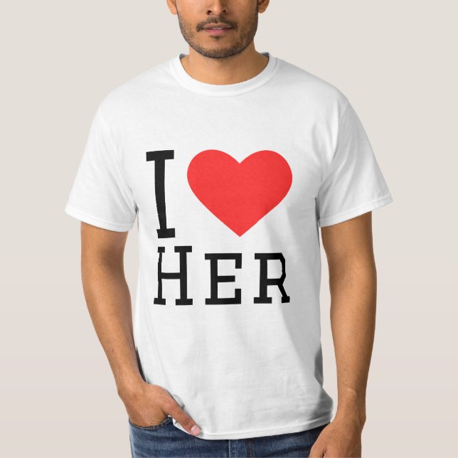 I love her square sticker T-Shirt (Front)
