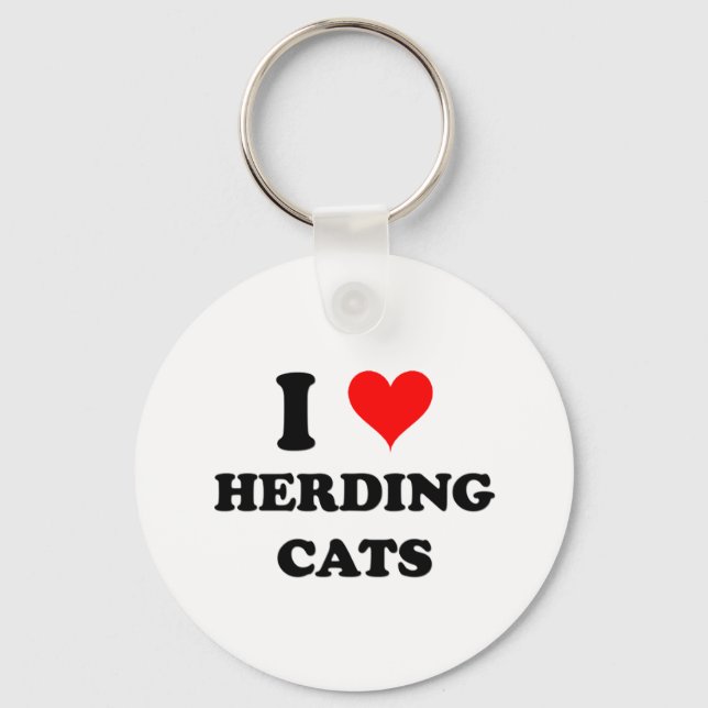I Love Herding Cats Key Ring (Front)