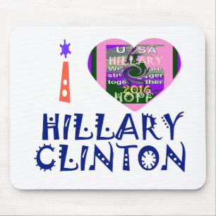 I Love Hillary Clinton for USA President Heart art Mouse Mat