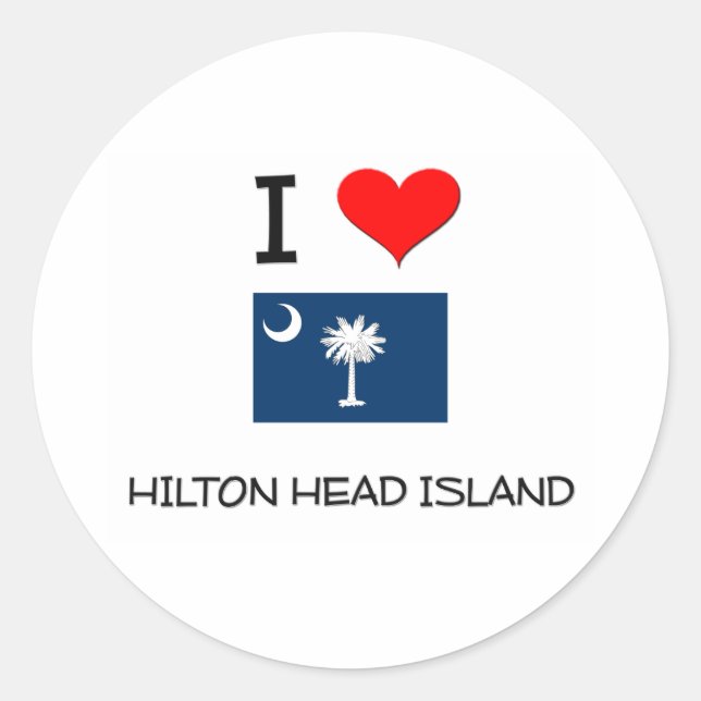 I Love Hilton Head Island South Carolina Classic Round Sticker (Front)