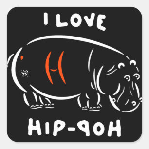 I love hip-hop (and hippos)! square sticker