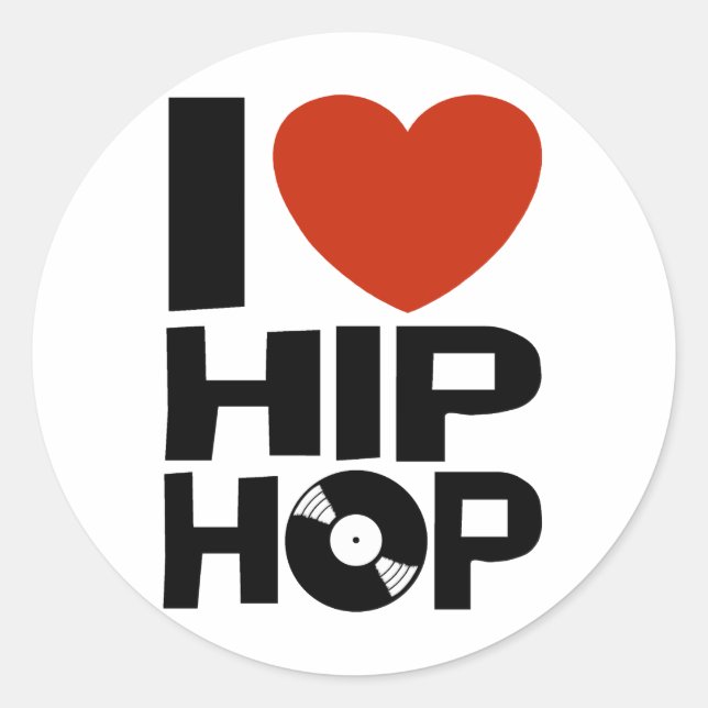 I Love Hip Hop Classic Round Sticker (Front)