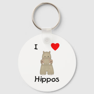 I Love Hippos (3) Key Ring