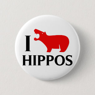 I Love Hippos 6 Cm Round Badge