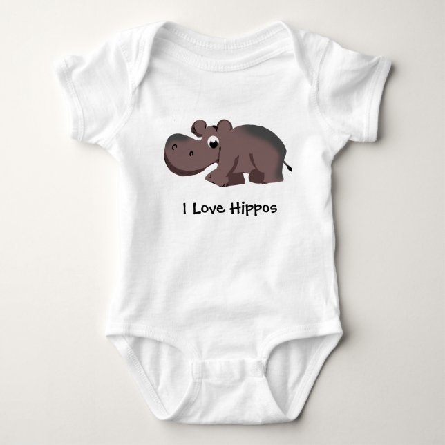 I Love Hippos Baby Bodysuit (Front)