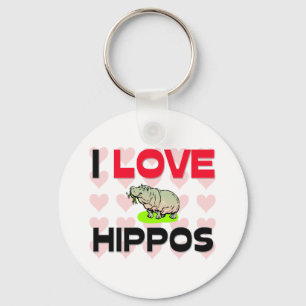 I Love Hippos Key Ring