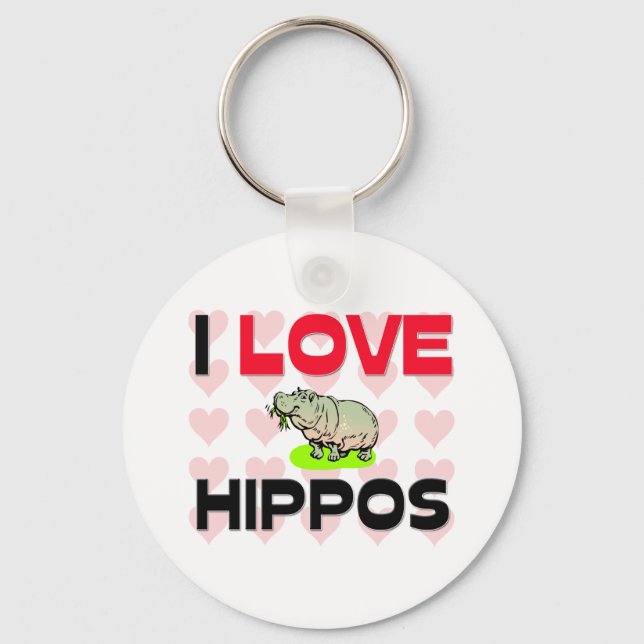 I Love Hippos Key Ring (Front)