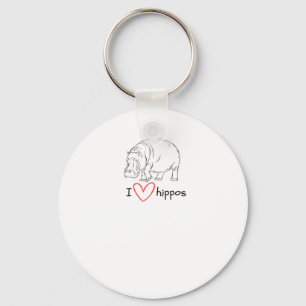 I Love Hippos - Wild Life S Sticker Key Ring