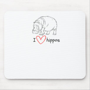 I Love Hippos - Wild Life S Sticker Mouse Mat