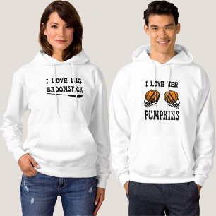 I LOVE HIS BROOM STICK Funny Halloween Couples Hoodie