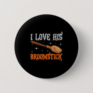 I Love His Broomstick I Love Her Pumpkins Couples 6 Cm Round Badge