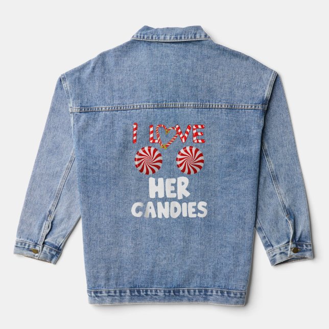I Love His Candy Cane I Like Her Candies Matching  Denim Jacket (Back)