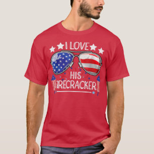 I Love His Firecracker Matching Couple 4th Of July T-Shirt