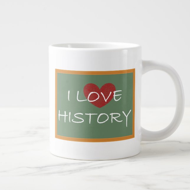 I Love History Large Coffee Mug (Right)